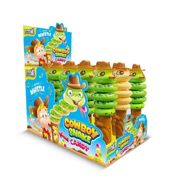 Sweets Flash Cowboy Snake Spielzeugschlange mit Cowboy Hut Komprimat mit Fruchtgeschmack 5 g